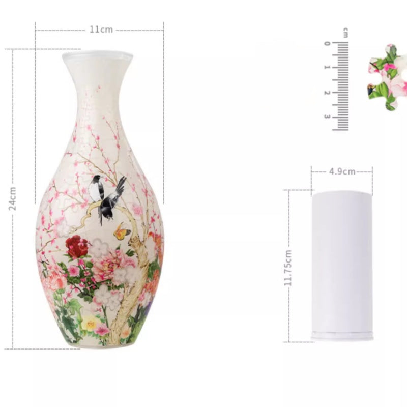 Vintage Oriental Totem 3D Transparent Vase Puzzle "Birds and Blossoms"