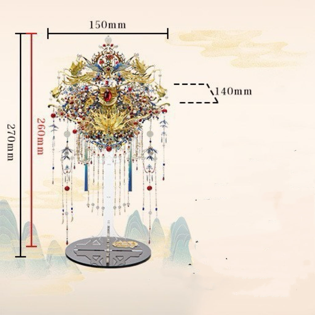 Vintage Style 3D Metal Chinese Phoenix Crown Puzzle Model
