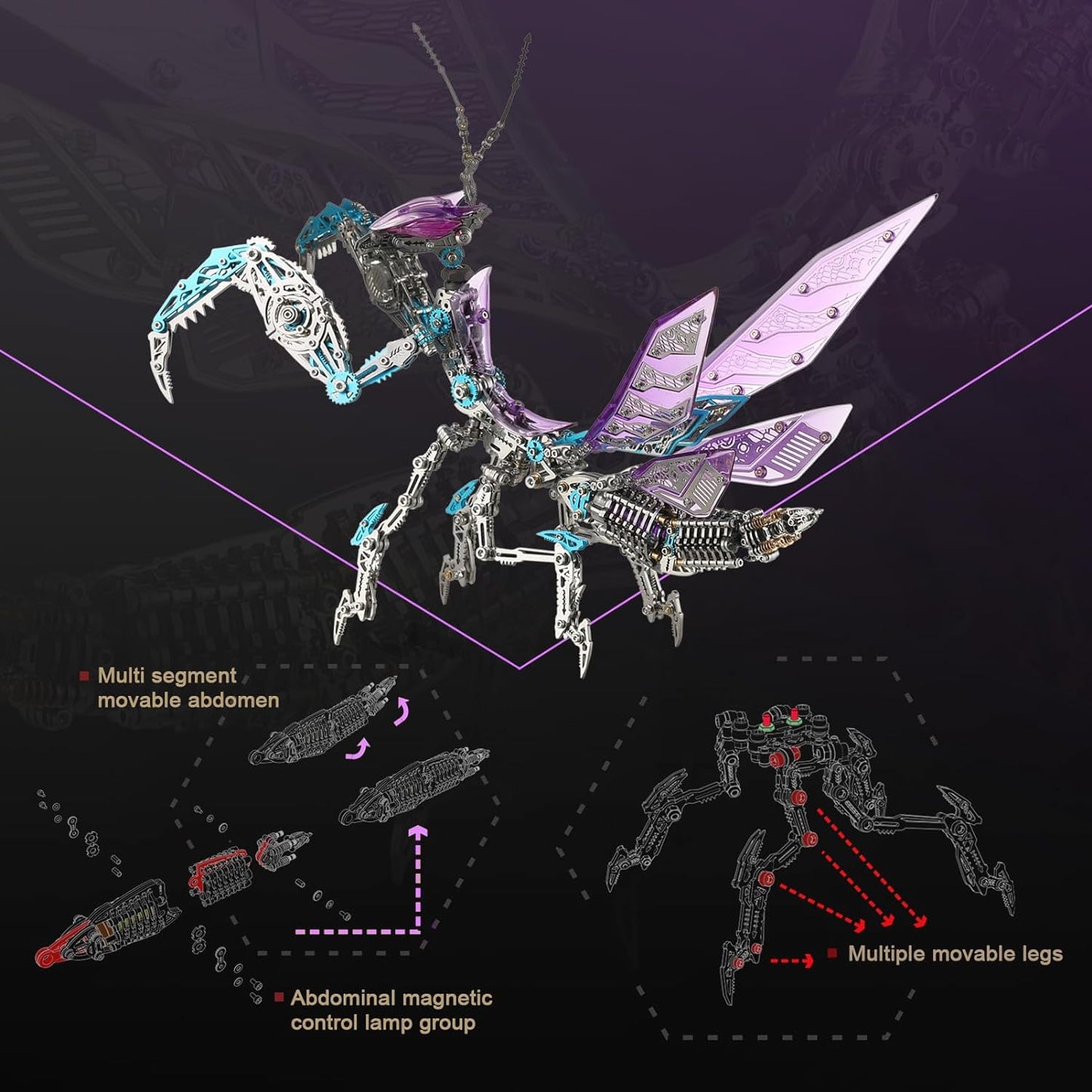 3D Mechanical Mantis Metal Puzzle - 1109 Pieces DIY Model for Adults