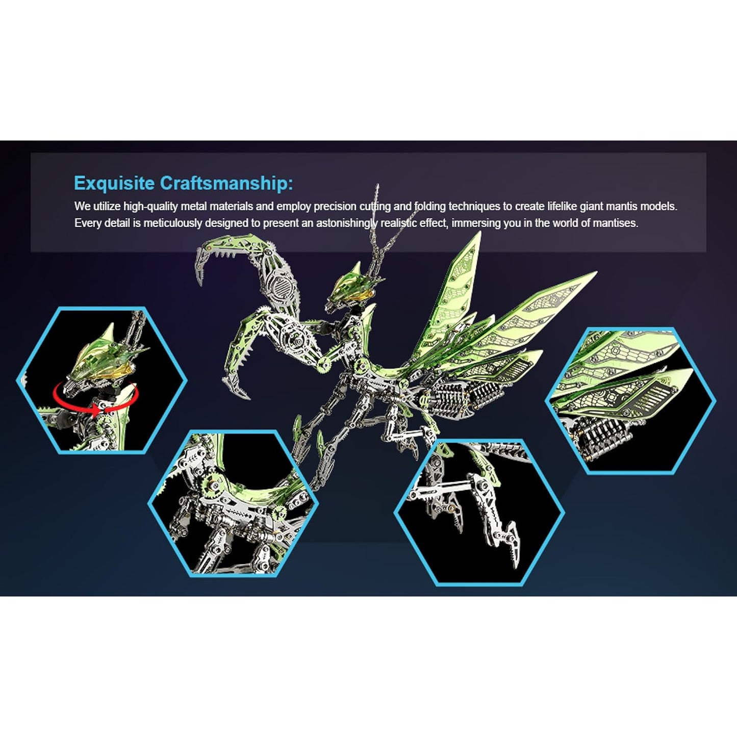 3D Mechanical Mantis Metal Puzzle - 1109 Pieces DIY Model for Adults