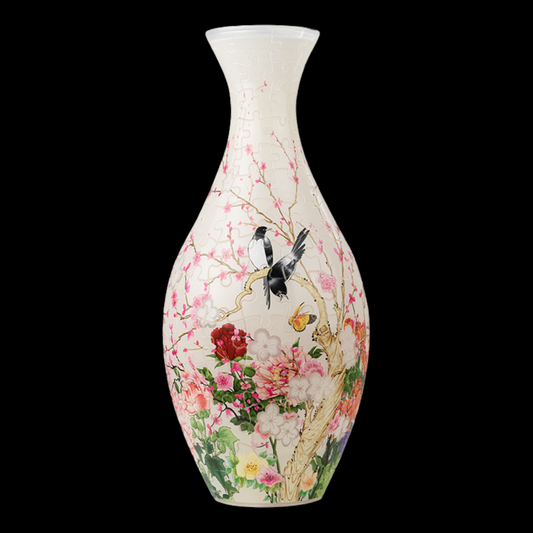 Vintage Oriental Totem 3D Transparent Vase Puzzle "Birds and Blossoms"