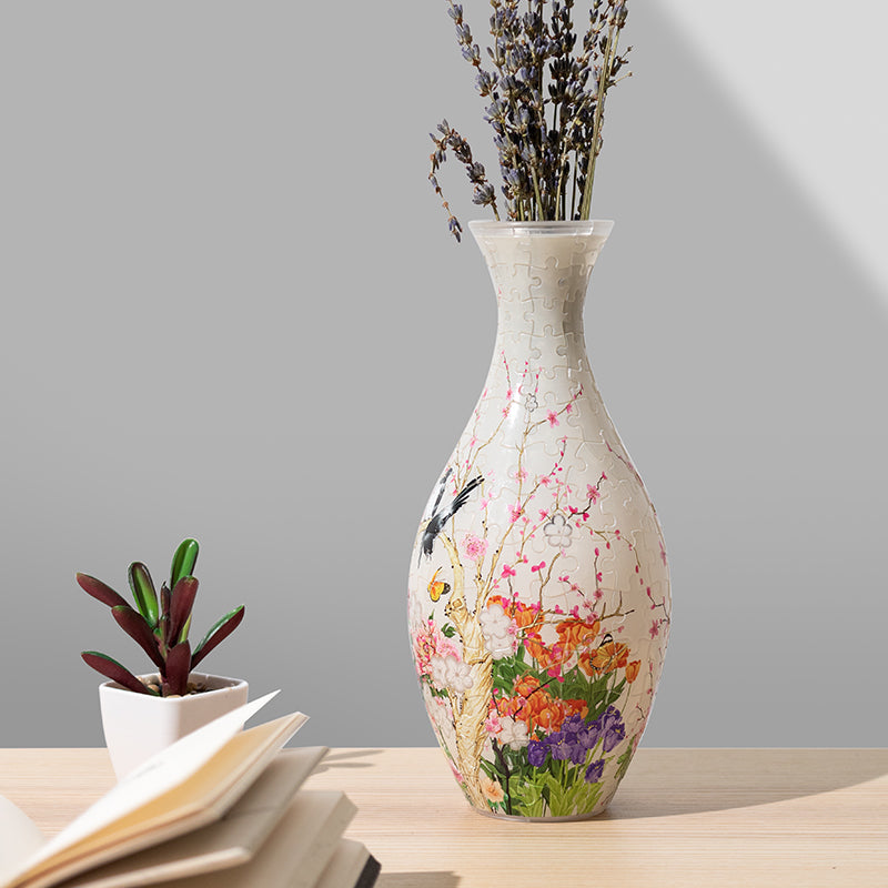 Vintage Oriental Totem 3D Transparent Vase Puzzle "Birds and Blossoms"