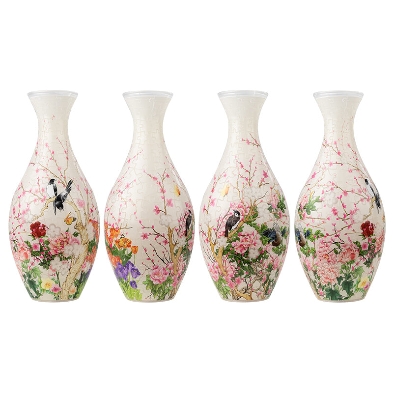 Vintage Oriental Totem 3D Transparent Vase Puzzle "Birds and Blossoms"