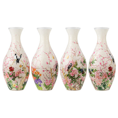 Vintage Oriental Totem 3D Transparent Vase Puzzle "Birds and Blossoms"