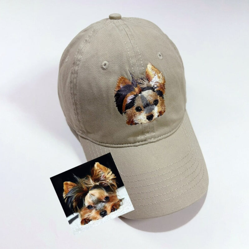 Custom Hand-Embroidered Pet Portrait Hat Personalized Hats Valentine's Day Birthday and Holiday Gifts