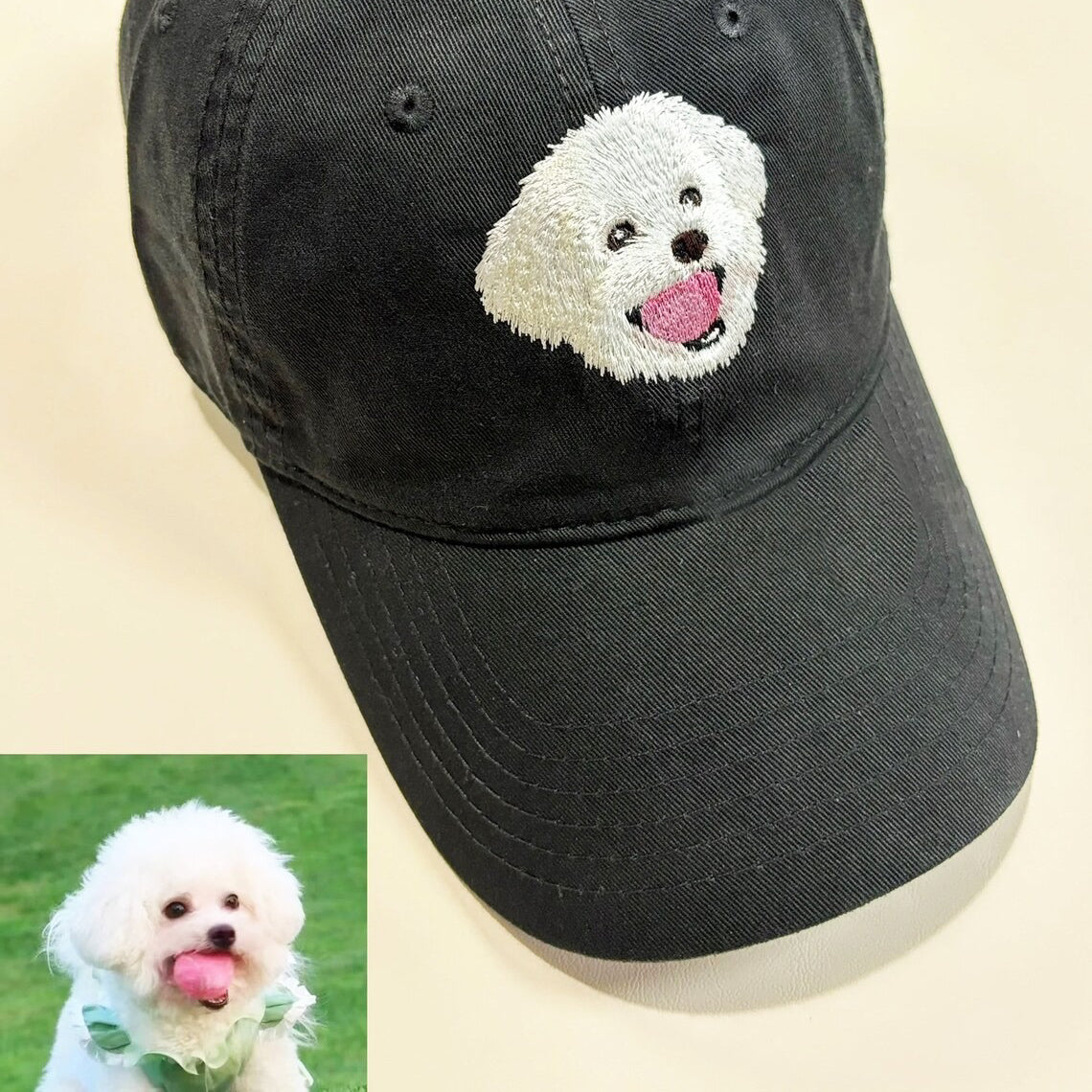 Custom Hand-Embroidered Pet Portrait Hat Personalized Hats Valentine's Day Birthday and Holiday Gifts