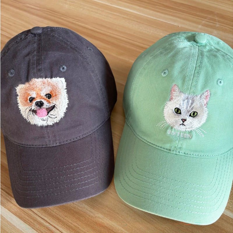 Custom Hand-Embroidered Pet Portrait Hat Personalized Hats Valentine's Day Birthday and Holiday Gifts