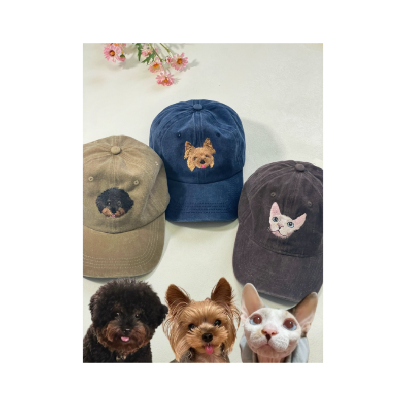 Custom Hand-Embroidered Pet Portrait Hat Personalized Hats Valentine's Day Birthday and Holiday Gifts