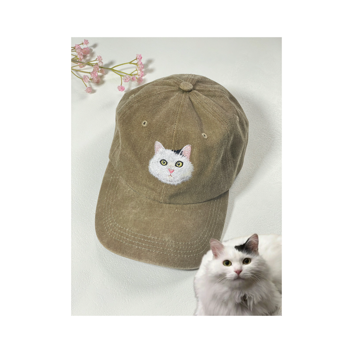 Custom Hand-Embroidered Pet Portrait Hat Personalized Hats Valentine's Day Birthday and Holiday Gifts