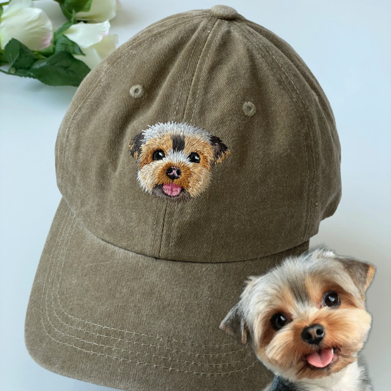 Custom Hand-Embroidered Pet Portrait Hat Personalized Hats Valentine's Day Birthday and Holiday Gifts