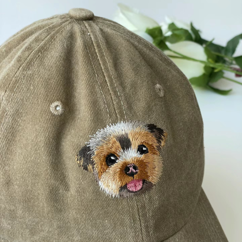 Custom Hand-Embroidered Pet Portrait Hat Personalized Hats Valentine's Day Birthday and Holiday Gifts