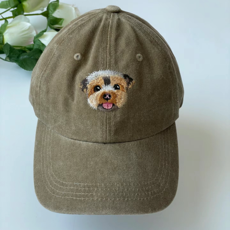 Custom Hand-Embroidered Pet Portrait Hat Personalized Hats Valentine's Day Birthday and Holiday Gifts