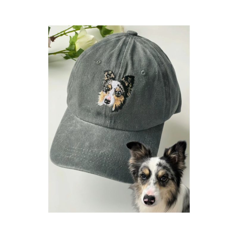 Custom Hand-Embroidered Pet Portrait Hat Personalized Hats Valentine's Day Birthday and Holiday Gifts