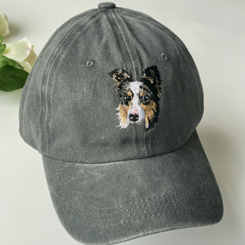 Custom Hand-Embroidered Pet Portrait Hat Personalized Hats Valentine's Day Birthday and Holiday Gifts