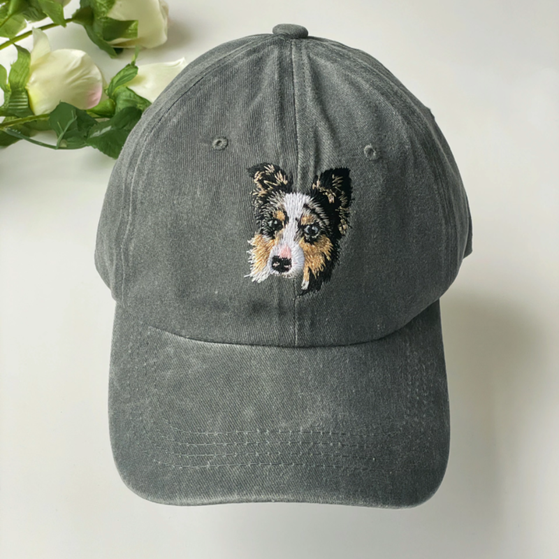 Custom Hand-Embroidered Pet Portrait Hat Personalized Hats Valentine's Day Birthday and Holiday Gifts