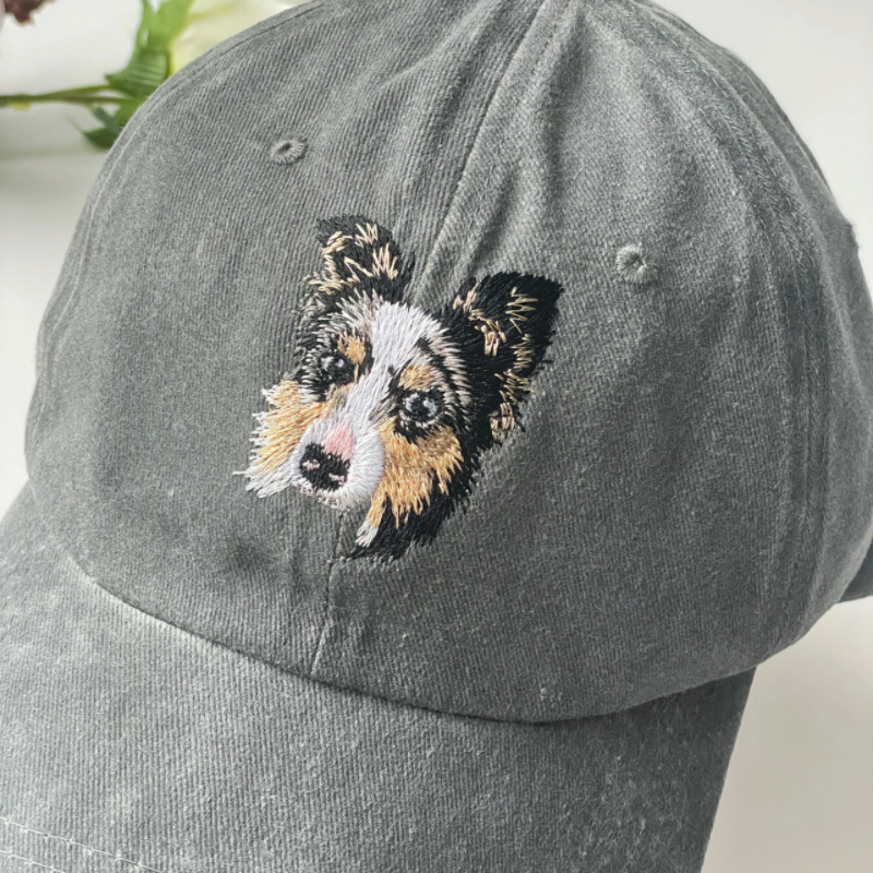 Custom Hand-Embroidered Pet Portrait Hat Personalized Hats Valentine's Day Birthday and Holiday Gifts