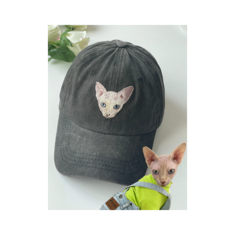 Custom Hand-Embroidered Pet Portrait Hat Personalized Hats Valentine's Day Birthday and Holiday Gifts