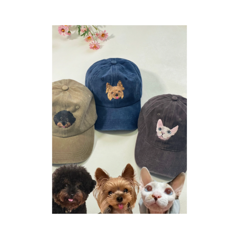 Custom Hand-Embroidered Pet Portrait Hat Personalized Hats Valentine's Day Birthday and Holiday Gifts