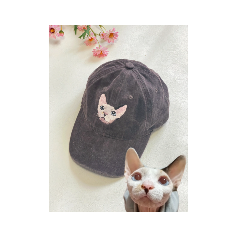 Custom Hand-Embroidered Pet Portrait Hat Personalized Hats Valentine's Day Birthday and Holiday Gifts