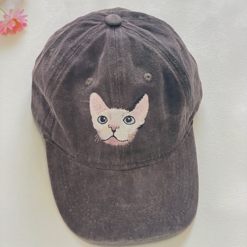 Custom Hand-Embroidered Pet Portrait Hat Personalized Hats Valentine's Day Birthday and Holiday Gifts