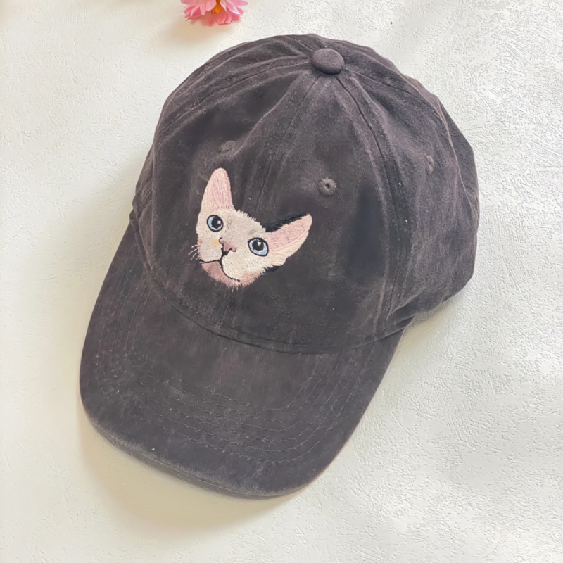 Custom Hand-Embroidered Pet Portrait Hat Personalized Hats Valentine's Day Birthday and Holiday Gifts