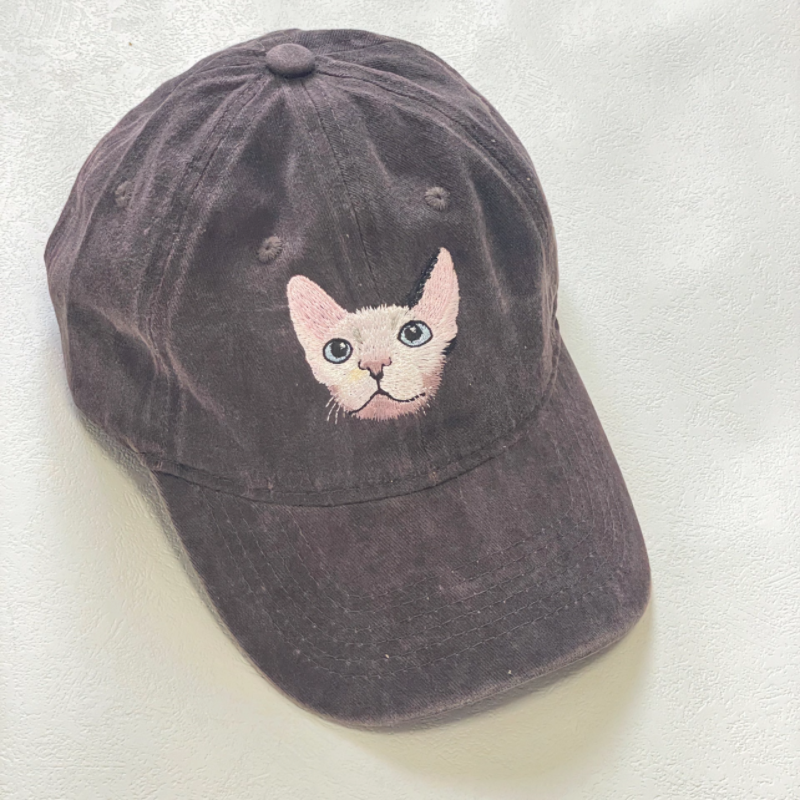 Custom Hand-Embroidered Pet Portrait Hat Personalized Hats Valentine's Day Birthday and Holiday Gifts