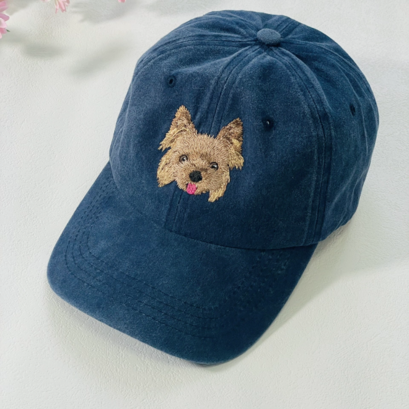 Custom Hand-Embroidered Pet Portrait Hat Personalized Hats Valentine's Day Birthday and Holiday Gifts